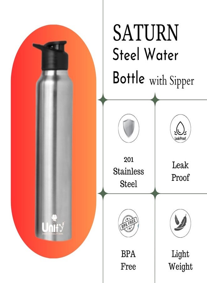 Unify Stainless Steel Sipper Water Bottle 950 ml for Fridge, School, Office, Home, Gym, Travel | Leak Proof | Rust Free | BPA Free | Ideal for Girls, Boys, Kids & Adults (Saturn, Set of 1) - Image 5